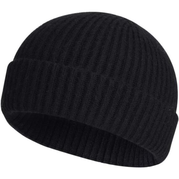 Unisex Wool Knit Fisherman Beanie Winter Warm Short Cuffed Skullcap Hat - Picture 1 of 7